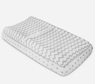 Waterproof Changing Pad Cover Sheets 2-Pack for Baby Boy or Baby Girl - (Grey Chevron & Polka Dots)