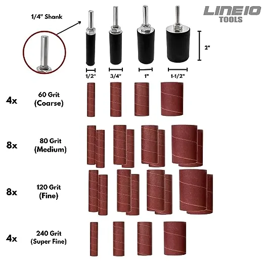 LINE10 Tools Sanding Drum and Sleeves Set Kit