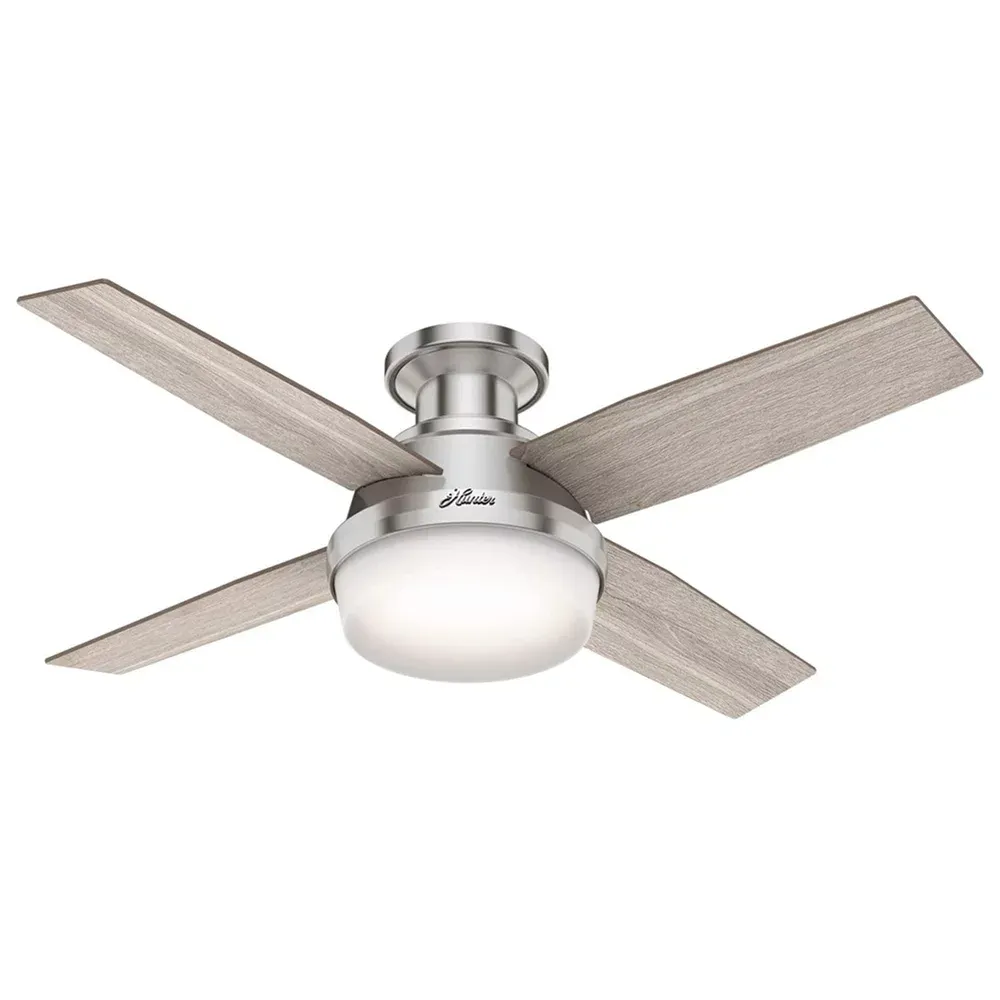 Hunter Dempsey 44" Ceiling Fan with LED Light in Brushed Nickel