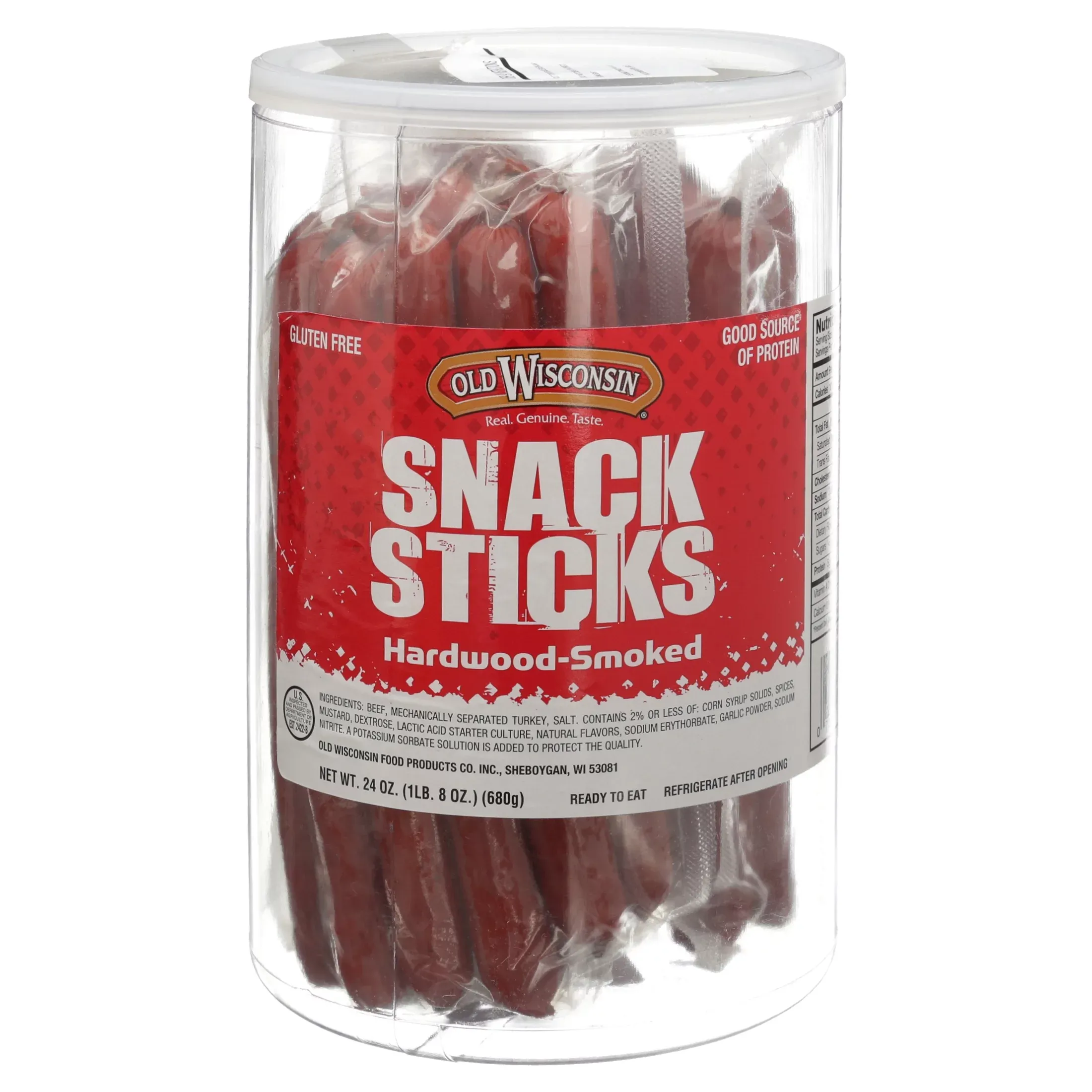 OLD WISCONSIN Beef Snack Sticks, High Protein, Gluten Free, 24 Ounce Resealable Jar