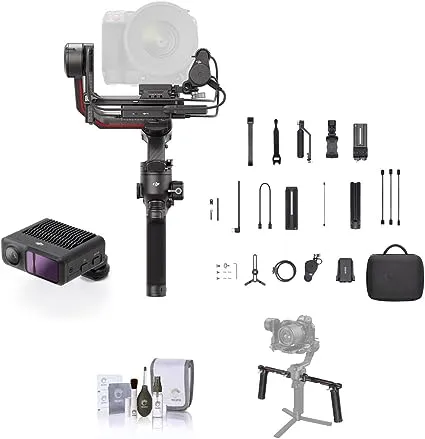 DJI RS 3 Pro Combo, 3-Axis Camera Gimbal Stabilizer for DSLR and Canon/Sony/Panasonic/Nikon/Fujifilm/BMPCC, Automated Axis Locks, Carbon Fiber Arms, Includes Ronin Image Transmitter and More