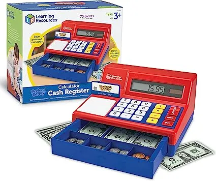 Pretend &amp; Play Calculator Cash Register, Plastic Play Cash Registers, Ages 3+