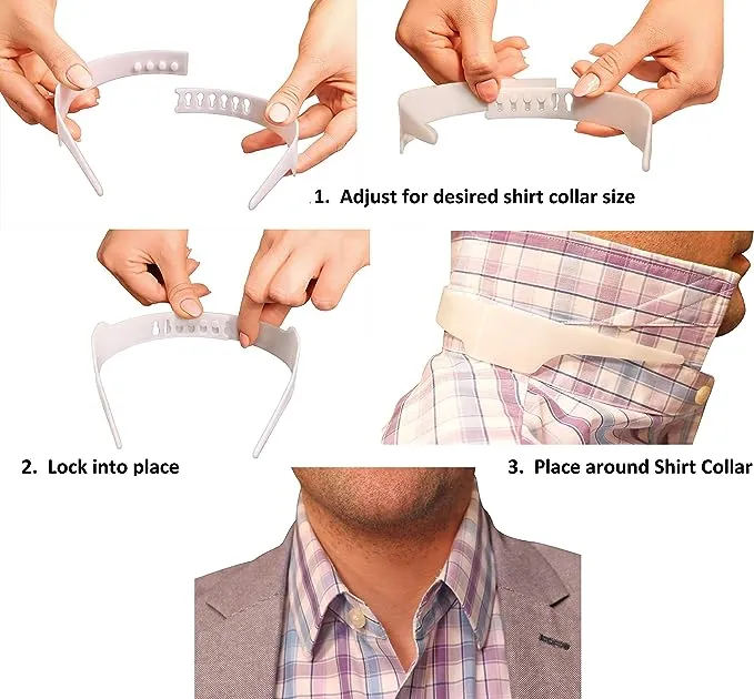 Slick Collar Adjustable Shirt Collar Support for Collar Stays and Plackets for Men and Women