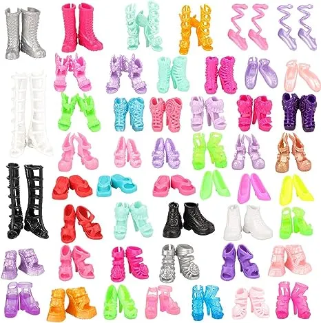 Miunana 50 Pairs Doll Shoes High Heel Shoes Doll Boots Flat Shoes Set for 11.5 inch Girl Dolls Fashionista Shoe Lots