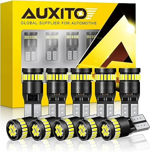 AUXITO 194 LED Light Bulb 6000K White 168 2825 W5W T10 Wedge 24-SMD 3014 Chipsets LED Replacement Bulbs Error Free for Car Interior Dome Map Door