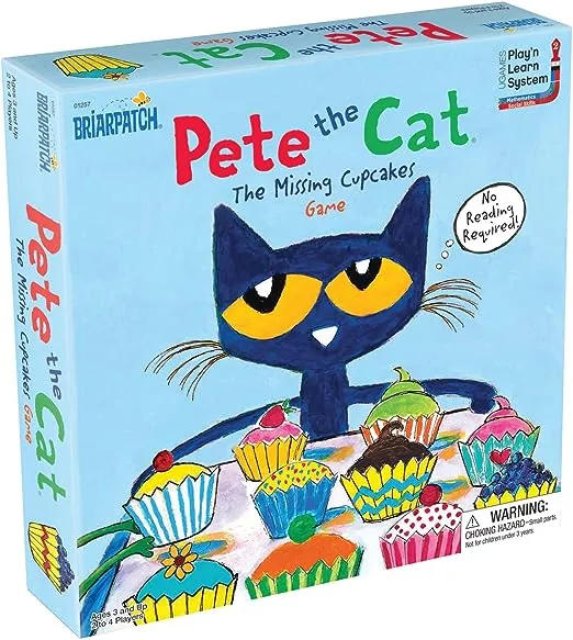 Pete the Cat Missing Cupcakes Board Game from Briarpatch, Create a Beautiful Array of Dessert, Perfect for Preschoolers and Fans of Pete the Cat Books, 2 to 4 Players