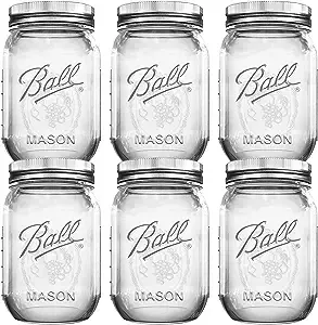 Ball Mason Jars 16 oz Bundle with Non Slip Jar Opener brand BHL Jars Set of 6 