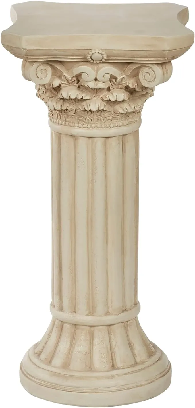 Touch of Class Corinthian Column Pedestal - Ivory Wash - Roman Style - Indoor/Outdoor Display - Small Size - 24 H, Top is 12 Inches Square, Weighs 11 lbs