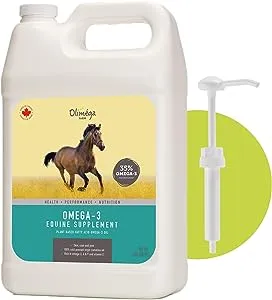 Camelina Oil for Horses, 1 Gallon by Olimega Farm | High in Omega-3 & Vitamin E | Support for Healthy Joints, Coat & Skin | Pure & Cold Pressed | Joint Supplement | Made in Canada | Non-GMO