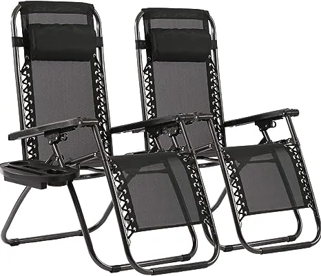 BestMassage Zero Gravity Patio Chairs with Pillow and Cup Holder