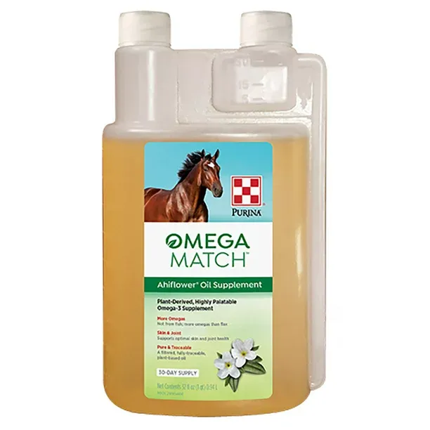 Purina | Omega Match Ahiflower Oil Horse Supplement | 1 Gallon (1 GAL) Bottle