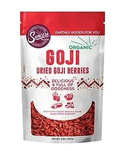 Suncore Foods Organic Dried Goji Berries, Gluten-Free, Non-GMO, 8oz (1 Pack)