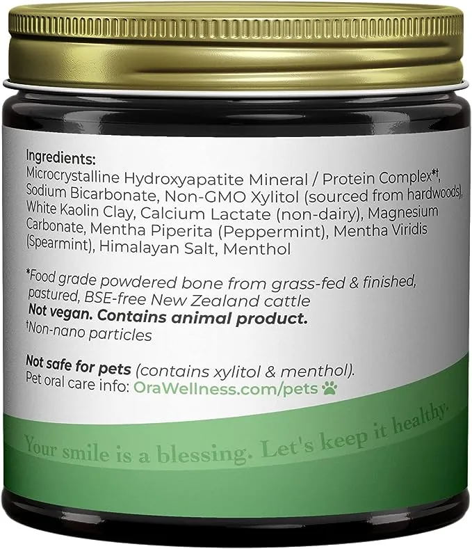 OraWellness Shine Remineralizing Tooth Powder with Hydroxyapatite, Natural Teeth Whitening Powder, Tooth Stain Remover and Polisher, Fresh Mint