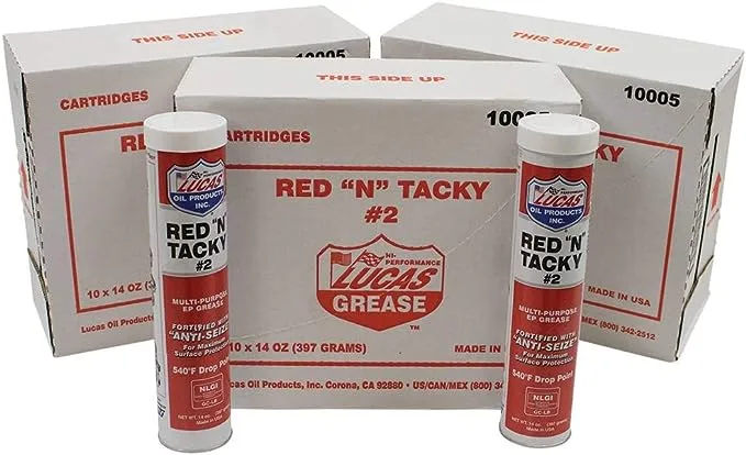 Lucas Oil Lucas Oil 10005-60 Red"N" Tacky Grease, 14-1/2 Ounce Cartridge, Red (Case of 10)