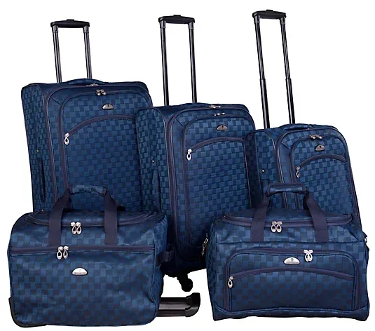 American Flyer Madrid 5-Piece Spinner Luggage Set - Red