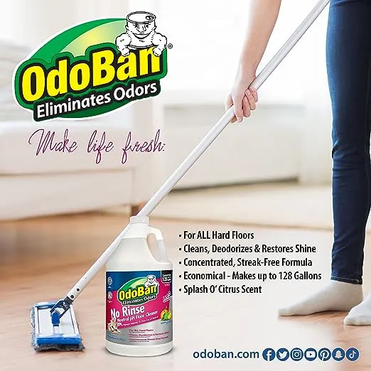 OdoBan Pet Solutions No Rinse Neutral pH Floor Cleaner Concentrate, 4 Gallons, Splash O' Citrus Scent
