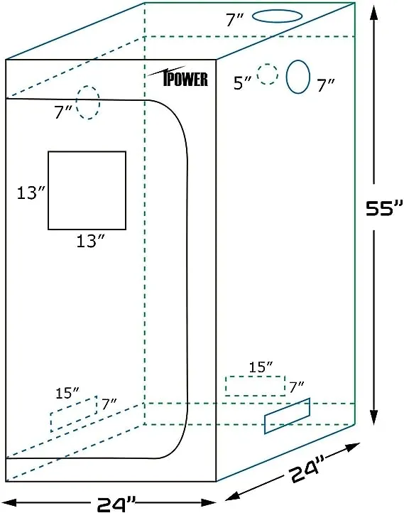 iPower 32" x 32" x 63" Grow Tent Indoor Plant Thick Mylar Reflective Hydroponic System with Floor Tray, Easy to Set, Black