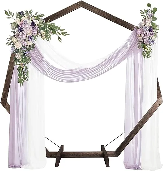 Wooden Wedding Arch 7.2FT, Heptagonal Wood Arch for Wedding Ceremony, Wood Arch for Weddings, Parties, Indoor, Outdoor, Backdrops, Garden Decorations.