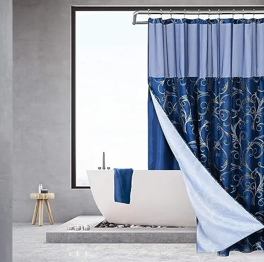 Waffle Complete Shower Curtain With Detachable Liner
      
          Waffle Complete Shower Curtain With Detachable Liner