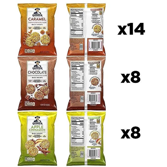 Quaker Rice Crisps, Gluten Free, 3 Flavor Sweet Variety Mix, 0.91oz Bags (Pack of 30)