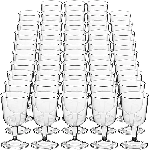 DecorRack 24 Wine Glasses, 6 Oz -BPA Free- Plastic Party Wine Cups, Perfect f...