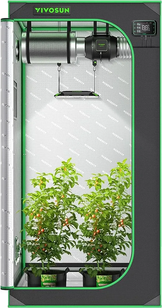 VIVOSUN 32x22x32x22x63x22 Mylar Hydroponic Grow Tent with Observation Window and ...