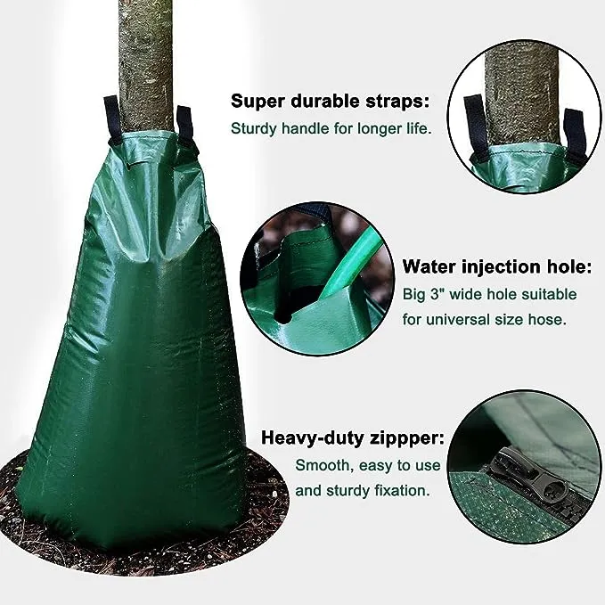 20 Gallon Tree Watering Bags, Reusable, Heavy Duty, Slow Release Water Bags for Trees, Premium PVC Tree Drip Irrigation Bags 5 Pack