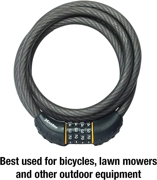 Master Lock Cable Lock, Set Your Own Combination Bike Lock, 6 ft. Long, Black, 8122D