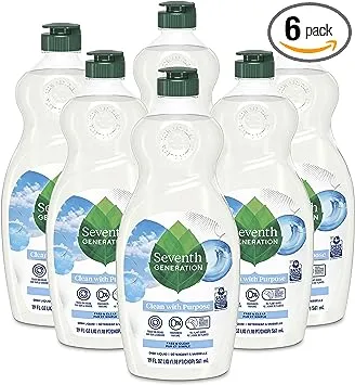 Seventh Generation Dish Soap Liquid, Fragrance Free, 19 oz, Pack of 6