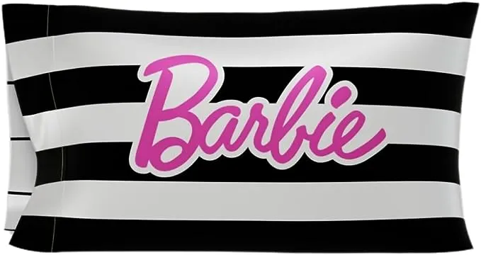 Franco Collectibles Barbie Barbicore Stripped Beauty Silky Satin Standard Pillowcase Cover