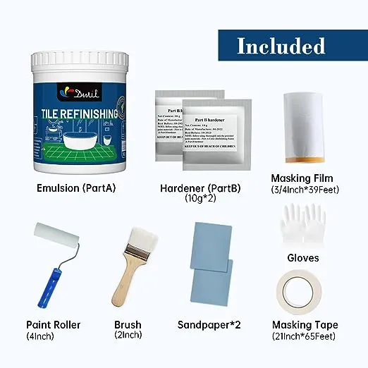 DWIL Tub Paint Tub and Tile Refinishing Kit Water Based&Low Odor Bathtub Paint