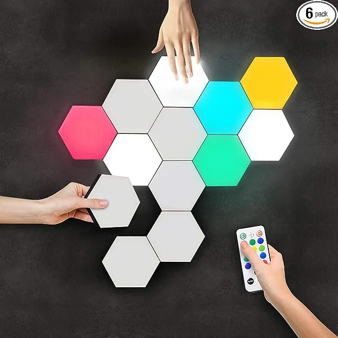 LUMINOSIA Hexagon Lights Premium Set of LED Wall Lights Modular, Touch-Sensitive ...