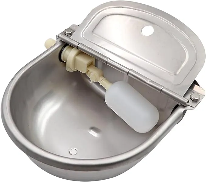 Stainless Steel Automatic Waterer Bowl with Float Valve Automatic Dog Water Bowl Water Trough for Dog Livestock Pig Chicken Goat Waterer with Drain Plug