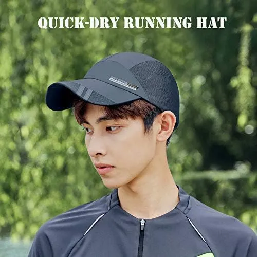 ELLEWIN Black Baseball Cap Running Hat Golf Hats Men Pickleball Quick Dry Caps Dri Fit Hat for Men and Women Sun Protection