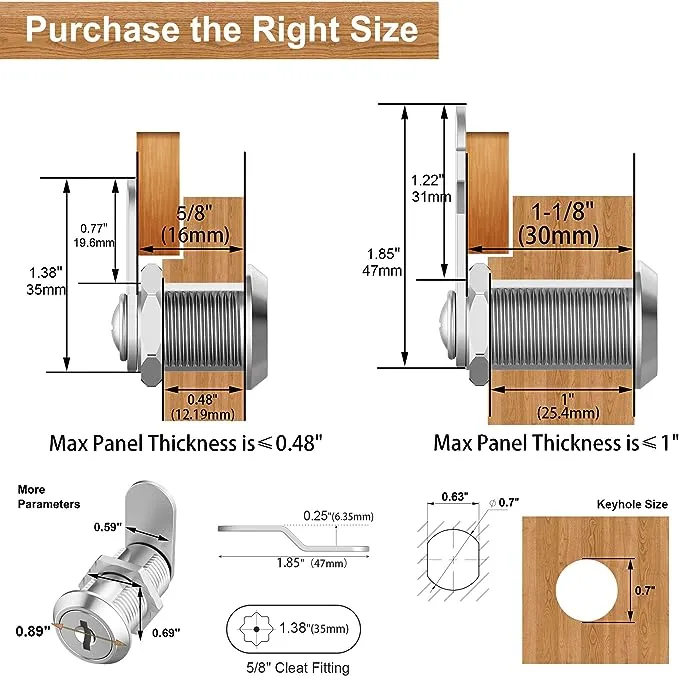 Hecfu 1 Pcs Cabinet Locks with Keys