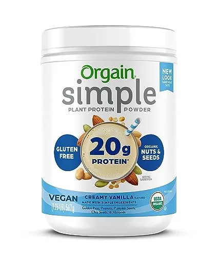 Orgain, Simple, Organic Plant Protein Powder, Vanilla, 1.25 lb (567 g)