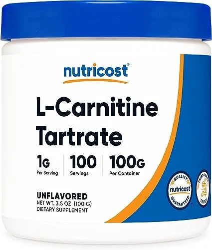 Nutricost, L-Carnitine Tartrate, Unflavored, 3.5 oz (100 g)