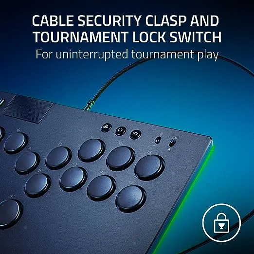 Razer Kitsune All-Button Arcade Controller: For PS5 / PlayStation 5 & PC - Low-Profile Optical Switches - Slim Form Factor - Removable Top Plate - Chroma RGB Lighting - USB Type C - Black