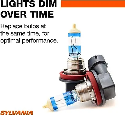 Sylvania H11 SilverStar Ultra Halogen Headlight Bulb, Pack of 2.