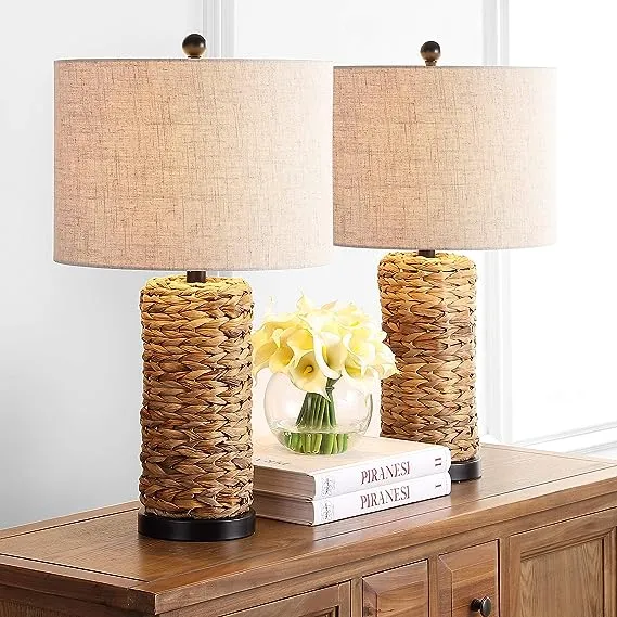 Elicia 25 in. Natural Sea Grass LED Table Lamp (Set of 2)