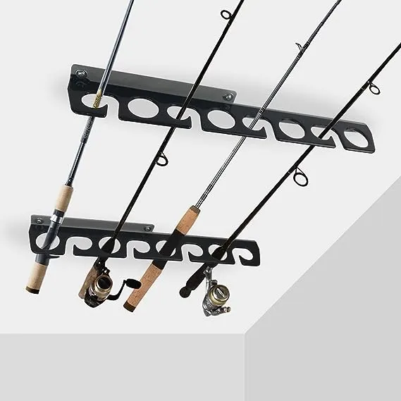 Homydom Fishing Rod Ceiling/Wall Storage Rack, Fishing Pole Holder for Garage & Cabin & Basement, Heavy Duty - Holds Up to 8 Fishing Rods