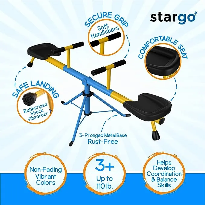 Stargo 360 Swivel Spinning Seesaw for Kids, Teeter Totter with Adjustable Frame 46-70, Indoor or Outdoor Playground Equipment