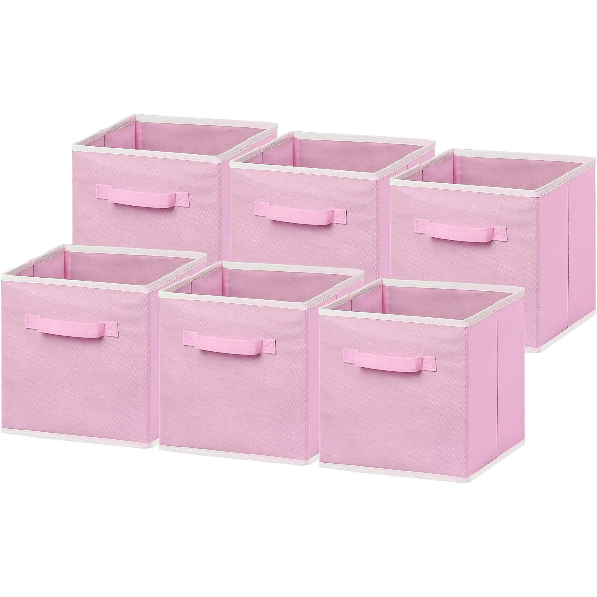 Foldable Cube Storage Bins - 6 Pack - These Decorative Fabric Storage, Pink