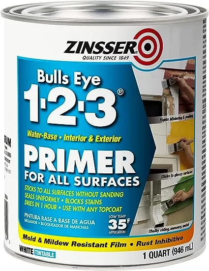 Zinsser 2001-2PK Bulls Eye 1-2-3 Water-Base Primer, Gallon, White, 2 Pack