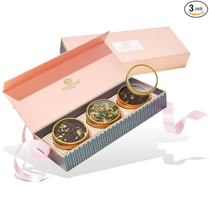 VAHDAM, Assorted Tea Gift Set - Blush, 3 Teas in Presentation Box | Mothers Day Gifts From Daughter & Son | Gluten Free, Non GMO, Natural Ingredients Luxury Tea Set | Mom Gifts, Gifts for Mom