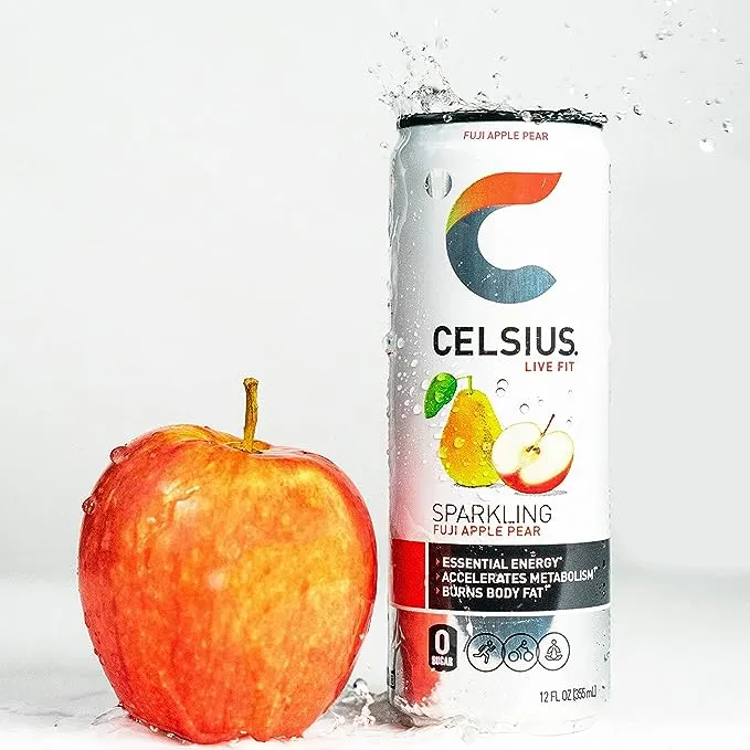 Celsius Live Fit Sparkling Water, Fuji Apple Pear, 12 Pack - 12 pack, 12 fl oz cans