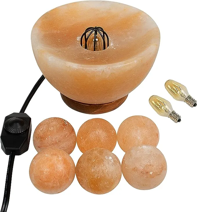 Spantik Himalayan Fire Bowl Salt Lamp with 6 Massage Balls Premium Quality Authentic from Pakistan