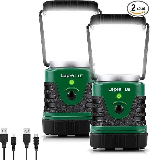 Lighting EVER 1000LM LED Camping Lantern Rechargeable, 4400mAh Power Bank, Camping Essential with 4 Light Modes, IP44 Waterproof Lantern Flashlight for Hurricane Emergency, Hiking, USB Cable Included