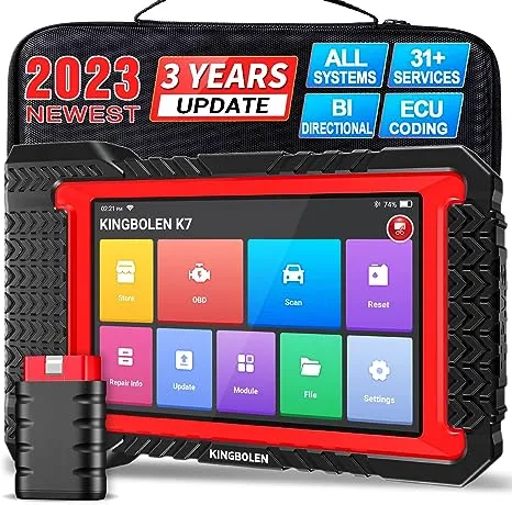 KINGBOLEN K7 OBD2 Scanner Bluetooth, 3-Year Free Update, 2023 Bidirectional Scan Tool with ECU Coding, 31+ Resets, ABS Bleeding/Crankshaft Relearn, Active Test, Car Diagnostic Scanner for All Systems