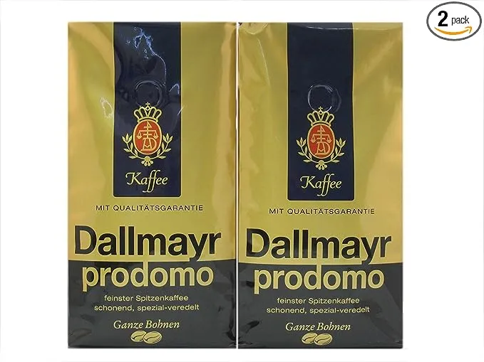 Dallmayr Prodomo Whole Beans Coffee 2 Packs X 17.6oz/500g (Pack of 2)